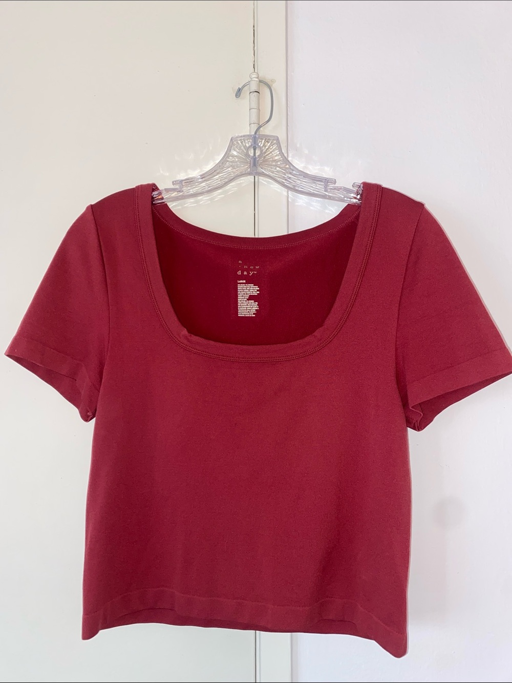 NWOT - A New Day - Burgundy crop tee LARGE